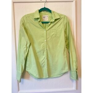 American Eagle Lime Green Button-up- Long Sleeve- 100% Cotton- Small Size 4